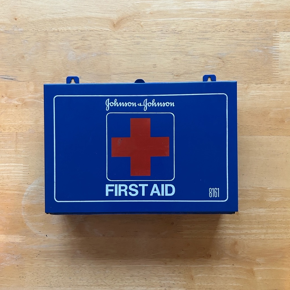 Johnson & Johnson Blue First Aid Kit Box Vintage